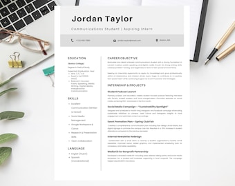 Internship Resume Template: Canva Editable, Entry-Level Resume Kit (Digital Download)