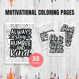 35 Páginas para colorir com citações motivacionais para imprimir para adolescentes e adultos | Alívio relaxante do estresse | Download instantâneo em PDF | Colorir motivacional