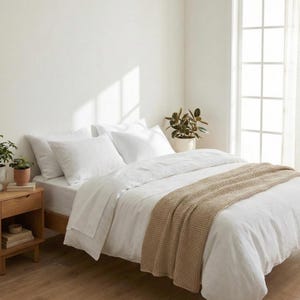 Hotel Quality Luxury  Bed Sheet Set Cooling, Hypoallergenic, Silky-soft, White Color