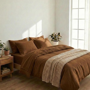 Hotel Quality Luxury  Bed Sheet Set Cooling, Hypoallergenic, Silky-soft, Brown Color