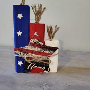 Forth Of July Decor, Firecrackers, Wood Patriotic Firecracker
