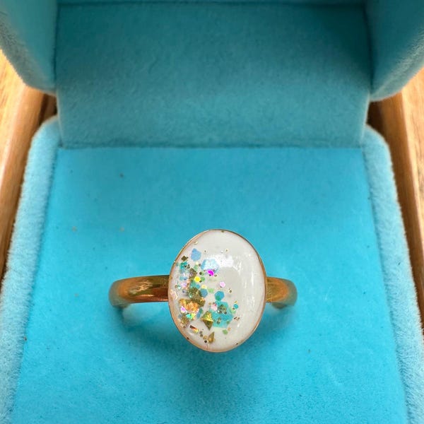 Custom Handmade BREASTMILK Preservation RING Jewelry Gold Finish Stainless Steel 8x10mm Oval Bezel MOTHER Breast Milk Gift Keepsake Treasure