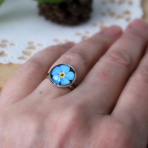 Forget Me Not Rings | Blue Flower Ring | Flower Jewelry | Silver Tone Ring | Forget-me-not | Romantic Gift