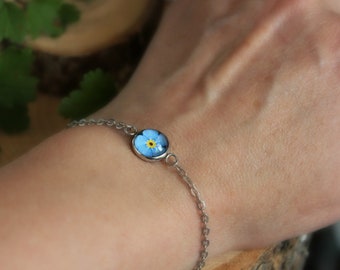 Blue Flower Bracelet | Forget Me Not Bracelet | Flower Bracelet | Forget-me-not | Flower Jewelry | Romantic Gift