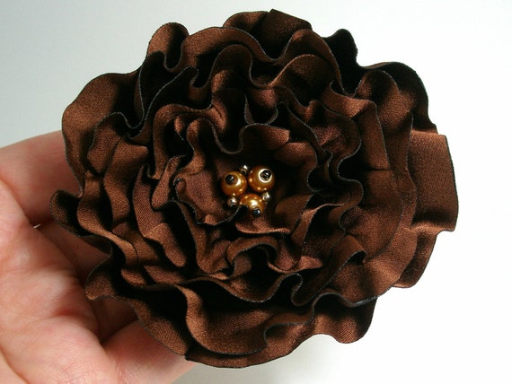 Fabric Flower Brooch Dark Green Flower Hair Clip Gentle Emerald Floral Hair Pin Fabric Flower Hair Accessory