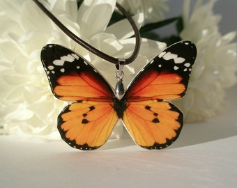 Monarch Butterfly Pendant | Orange and Black Butterfly | Polymer Clay Necklace