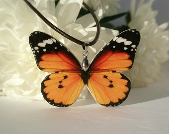 Monarch Butterfly Pendant | Orange and Black Butterfly Polymer Clay Necklace