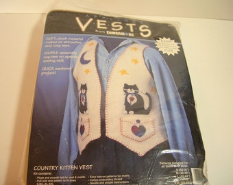 Vest  Pattern And Kit - Appliqued Country Kitten