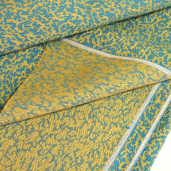 Vintage Teal And Chartreuse Woven Fabric