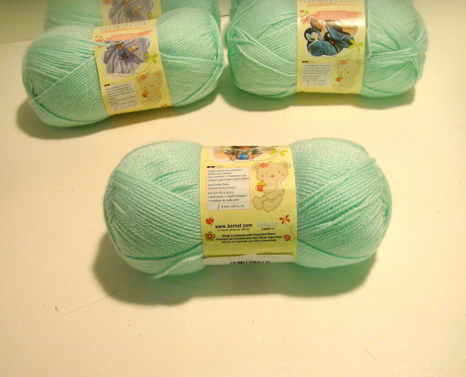 Bernat Softee Baby Acrylic Yarn 5 oz Mint Green Five Skeins Etsy