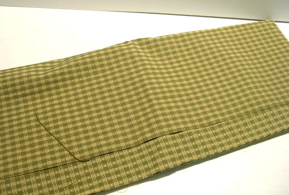 Olive Green And Gold Plaid Home Decor Fabric Large Remnant Etsy
