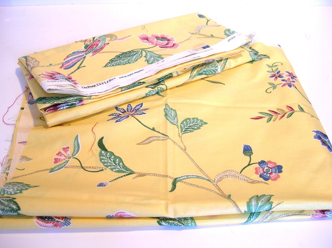 Java by Thibaut Yellow Floral Fabric, Two Yards, Cut - Etsy