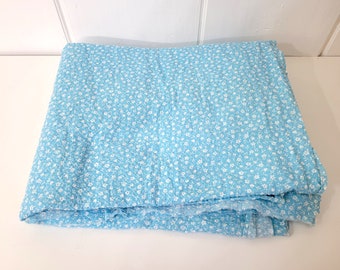 Vintage Blue Floral Seersucker Fabric