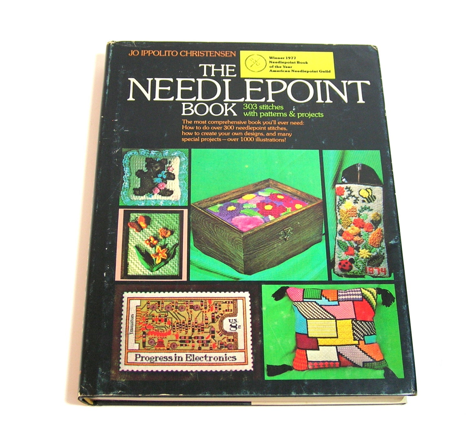 The Needlepoint Book 303 Stitches With Patterns & Projects by Jo Ippolito  Christensen Vintage Needlepoint Embroidery Book Vintage 1970's 