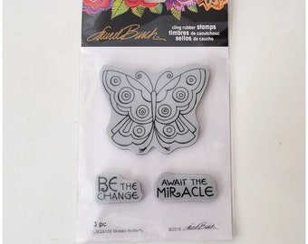 Stampedous Cling Stamp Laurel Burch Mosaic Butterfly Set NIP