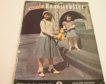 Bernat Handicrafter Book No. 24 1950 Vintage Needlework Pattern Book