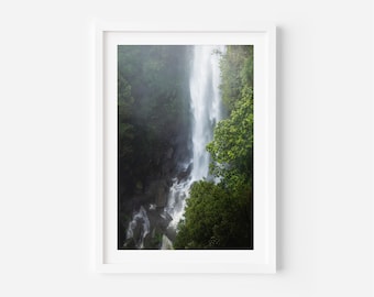 Misty Rainforest Waterfall Print, Lush Green Nature Photography, Vertical  Australian Landscape Home Decor