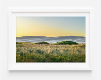 Impresión de arte mural de dunas doradas y pastizales costeros / Fotografía de paisajes naturales australianos apacibles