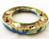 BLUE CLAY RING Multi Purpose Art, Includes Soothing Vanilla Incense/Sand/Shells - Also Use to Surround Candles, Presenting Food or Flowers
