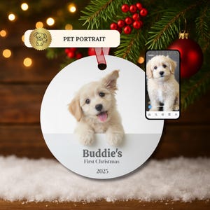 Gepersonaliseerde kerstornament huisdierportret | Hondenherdenkingscadeau