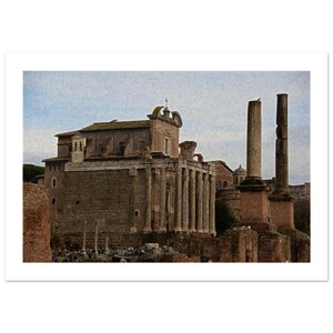 Poster del Tempio di Antonino e Faustina – Stampa schizzo storico di Roma su carta opaca di alta qualità