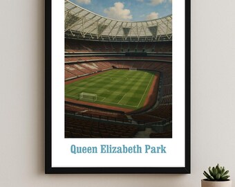 Stratford E20 London Stadium Poster – Minimalist Football Print – Urban Architecture Wall Art