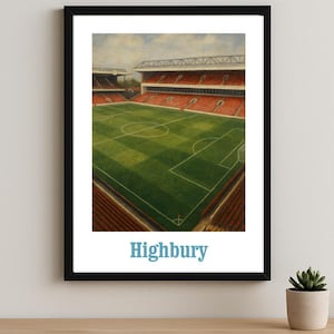 Highbury N5 Football Wall Art – Minimalist Poster Inspired by North London’s Iconic Stadium