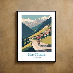 Poster d'arte della tappa del Mortirolo del Giro d'Italia - per gli amanti dei ciclisti