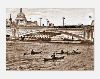 London River Sketch Print: St Paul&#39;s & Blackfriars Bridge (Digital Download)