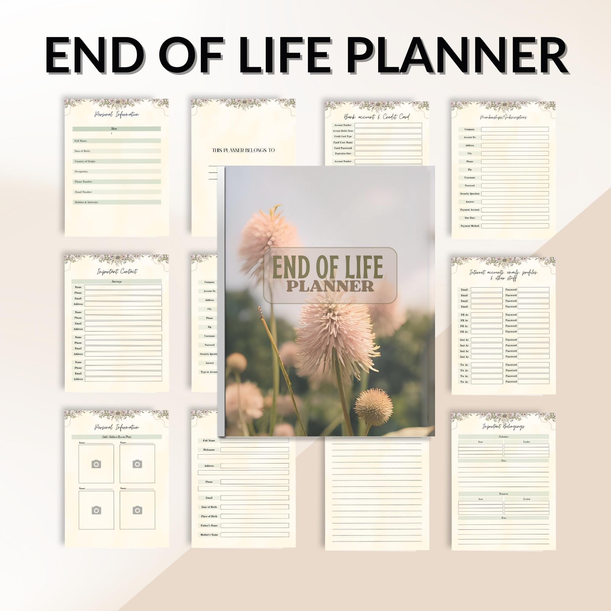 End of Life Planner Printable: Legacy Organizer, Final Wishes (PDF) - Etsy