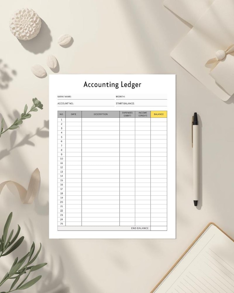 Accounting Ledger Template, Bookkeeping Ledger, Printable Financial ...