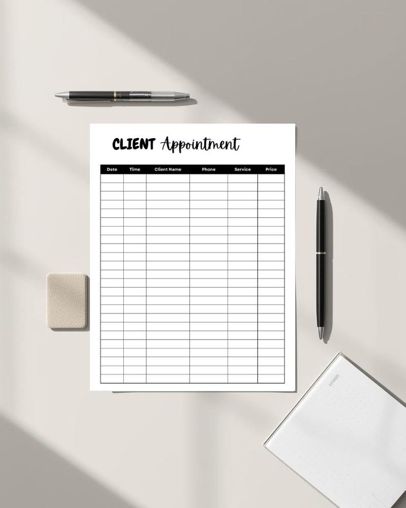 Client Appointment Log Printable | Canva Editable Scheduling Sheet ...