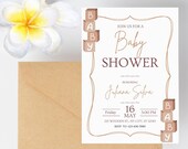 Baby Shower Printable Invitation Neutral Block Theme  Editable Modern Baby Beige Minimal Invite Template