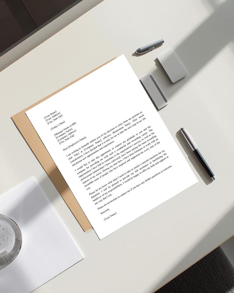 Retirement Letter Template | Professional Notice (editable PDF, Word ...