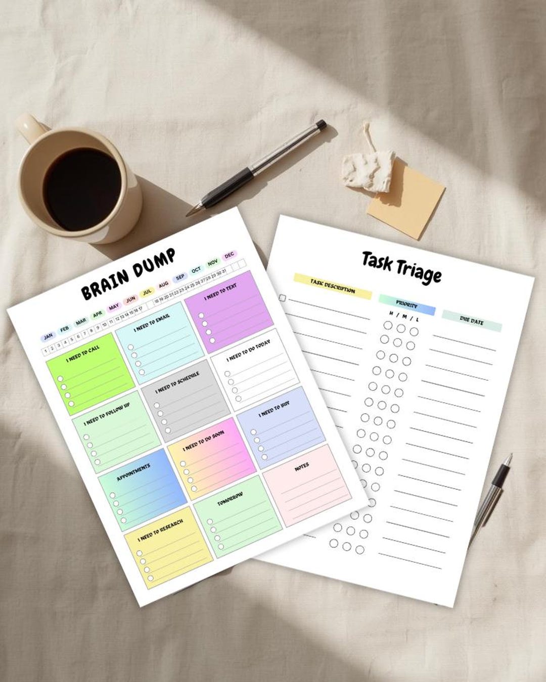 Brain Dump Printable Worksheet, Mind Planner Page Canva Editable ...