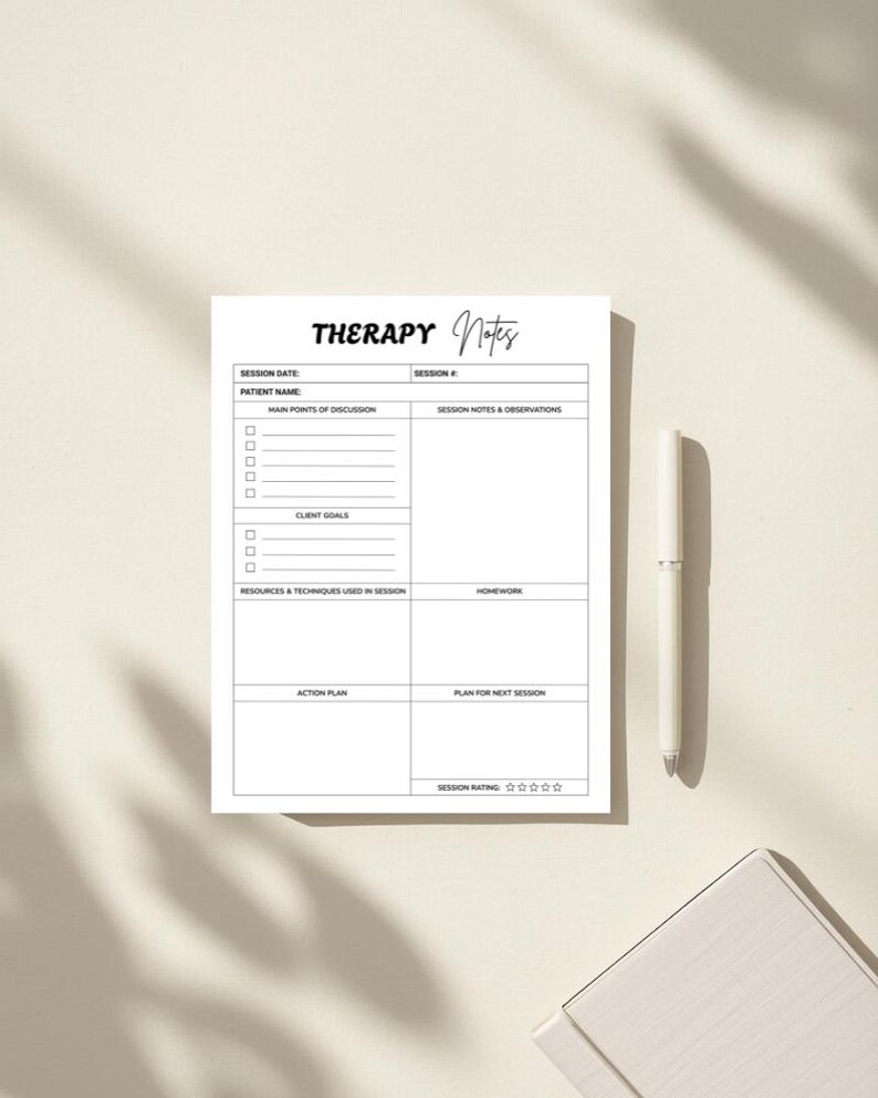 Discusion Note Pad Therapy Session Notes Template, Counselor Documentation Sheet (digital ...