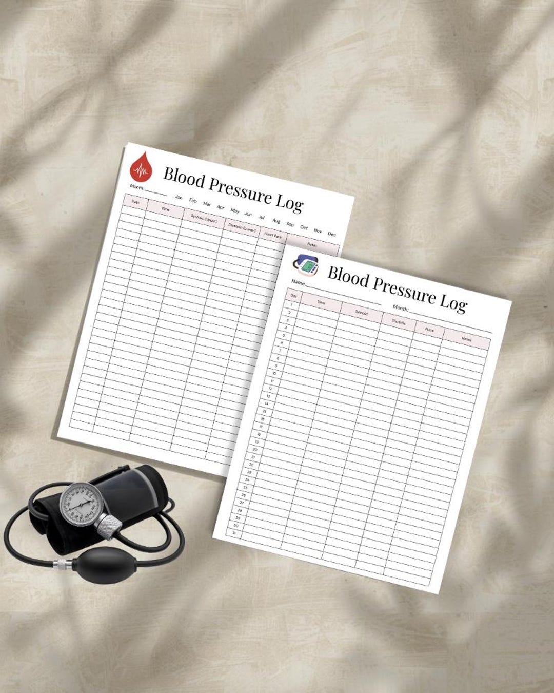 Blood Pressure Log Printable | Canva Editable Health Tracker PDF ...
