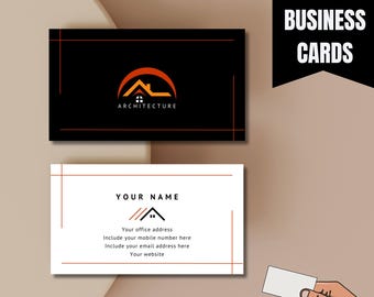 Architecture Business Card Editable Minimalist Design Architects Printable Modern Construction Professionals Customizable Canva Template