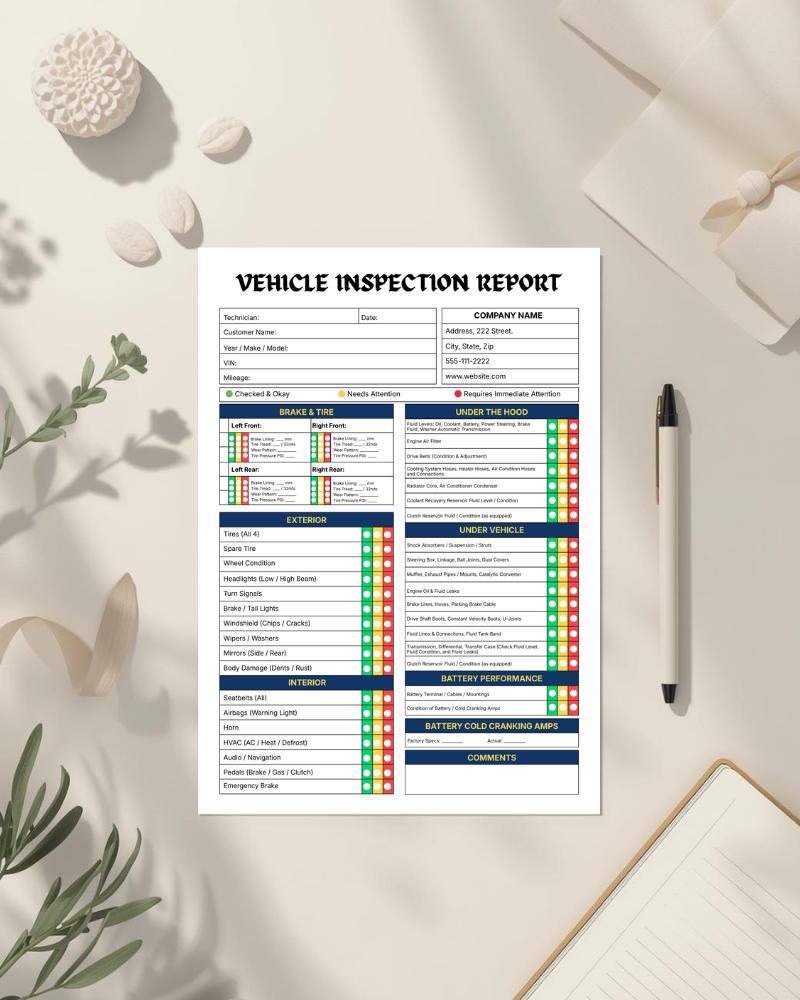 Vehicle Inspection Report Template | Car Condition Canva Editable ...