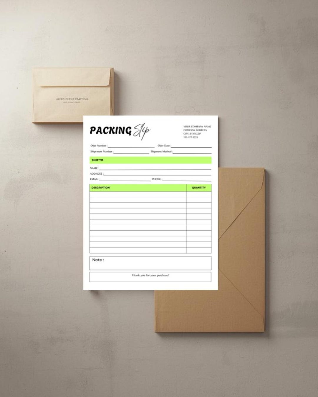Editable Packing Slip Template | Small Business Shipping Form (digital ...