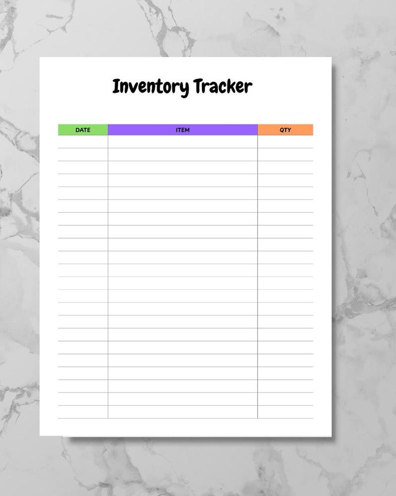 Inventory Tracker Printable | Canva Editable Stock Management Sheet ...