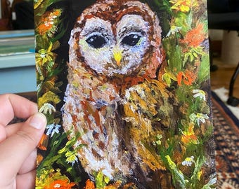 Impresión giclée de retrato de búho barrado