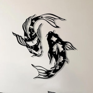 Koi Fish Metal Wall Art, Feng Shui Home Decor, School of Fish Family Interior Wall Decor, Abstract Goldfish, Betta Fish Art, Yin Yang Decor