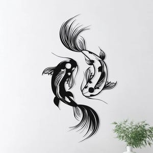 Koi Fish Metal Wall Art, Feng Shui Home Decor, School of Fish Family Interior Wall Decor, Abstract Goldfish, Betta Fish Art, Yin Yang Decor