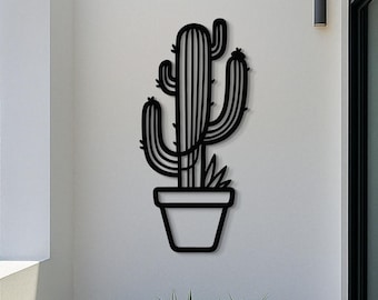 Oversized Metal Cactus Wall Art, Boho Desert Plant Decor, 3D Steel Cactus Sculpture for Living Room, Bedroom or Outdoor Wall Accent Gift