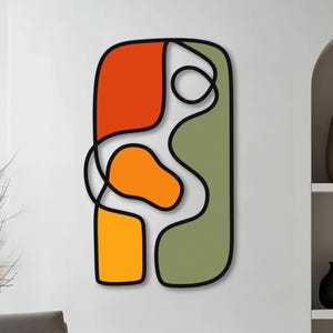 Colorful Abstract Metal Wall Art – Modern Mid-Century 3D Decor, Luxury Powder-Coated Hanging Sculpture