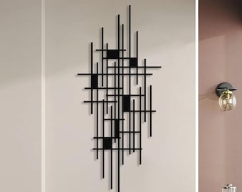 Modern Luxury Style Metal Wall Art, Mid Century Decor Abstract Metal Wall Sculpture, Above Bed Decor, Living Room Decor, Geometric Wall Art