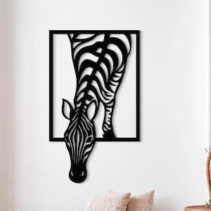 Abstract Zebra Metal Decor, Geometric Wall Art, Animal Metal Wall Decor, Housewarming Gift, Metal Wall Hanging, Modern Home Decor