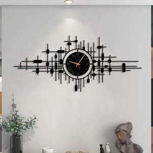Oversized Metal Wall Clock, Large Silent Wall Clock, Modern Minimalist Steel Clock, Statement Wall Decor For Living Room Or Office
