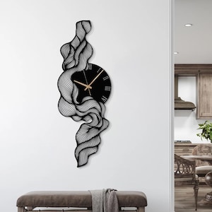 Abstract Metal Wall Clock — Modern Flowing Sculpture, Large Silent Timepiece - Sculptural Wall Decor for Living Room & Office